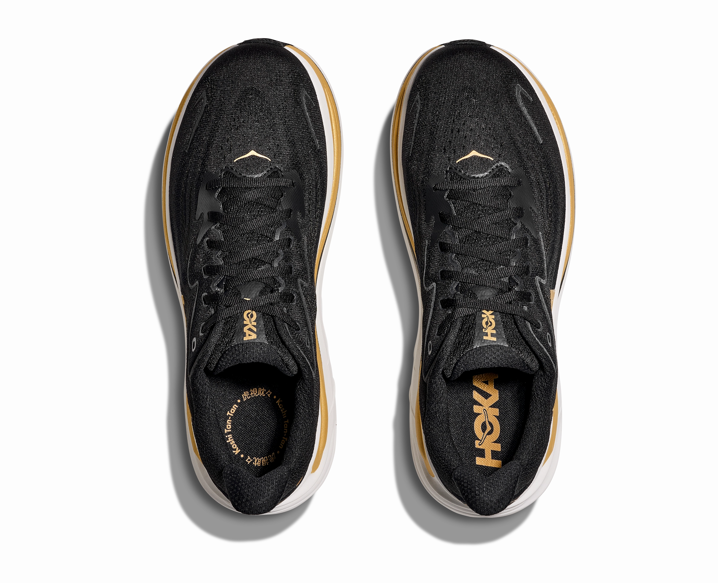 Good Running Shoes For Trail And Road HOKA Men's Clifton 10 - BLACK / GOLD