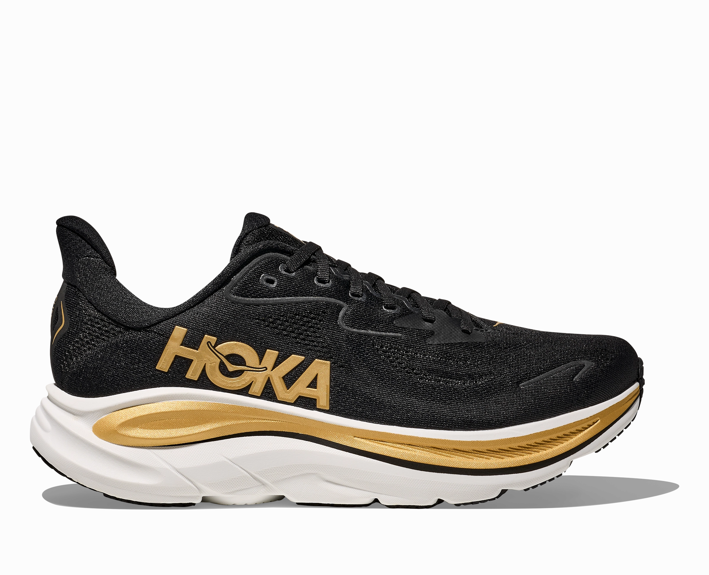 HOKA Men's Clifton 10 - BLACK / GOLD Cheap Running Shoes Near Me