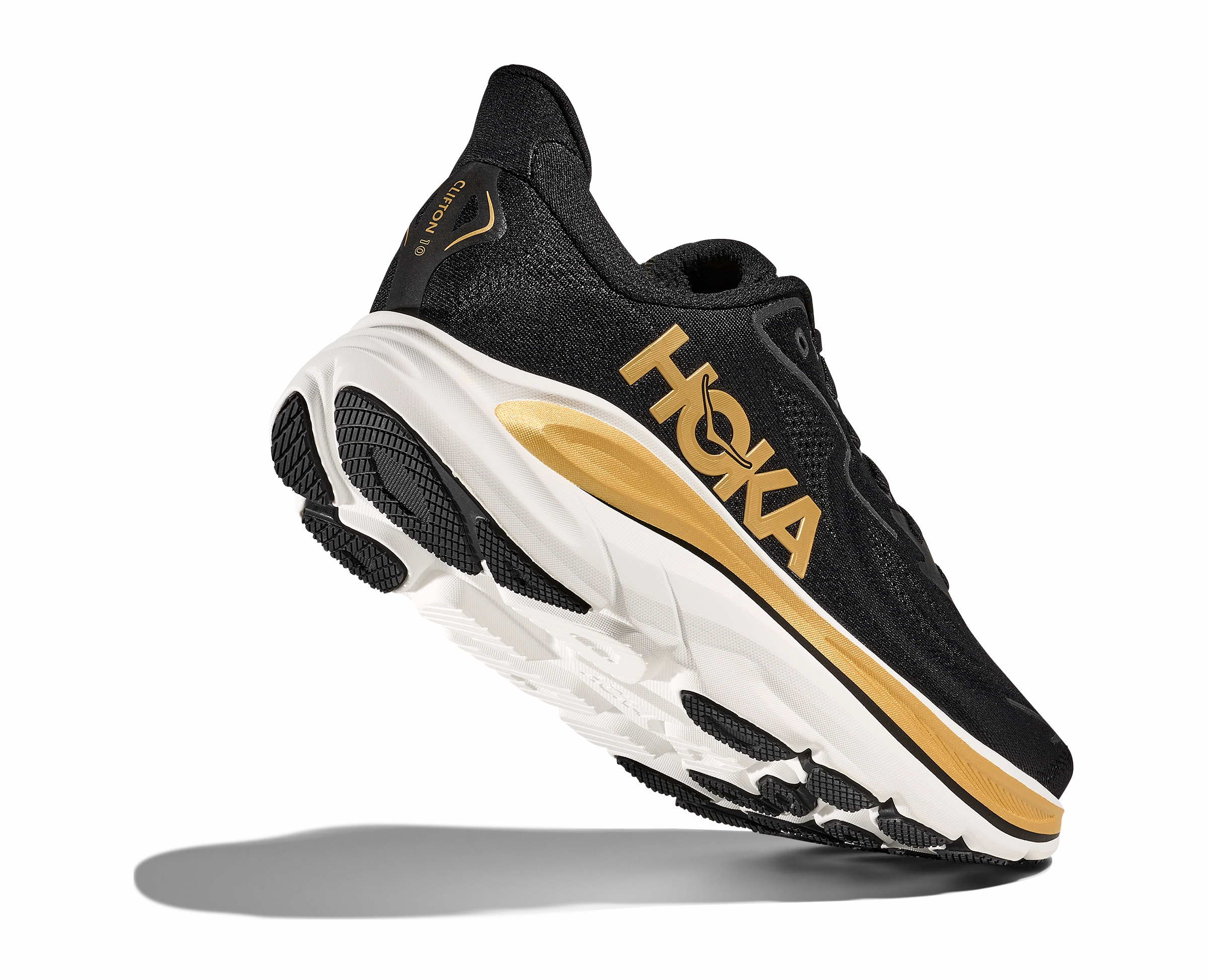 Best Shin Splint Running Shoes HOKA Men's Clifton 10 - BLACK / GOLD