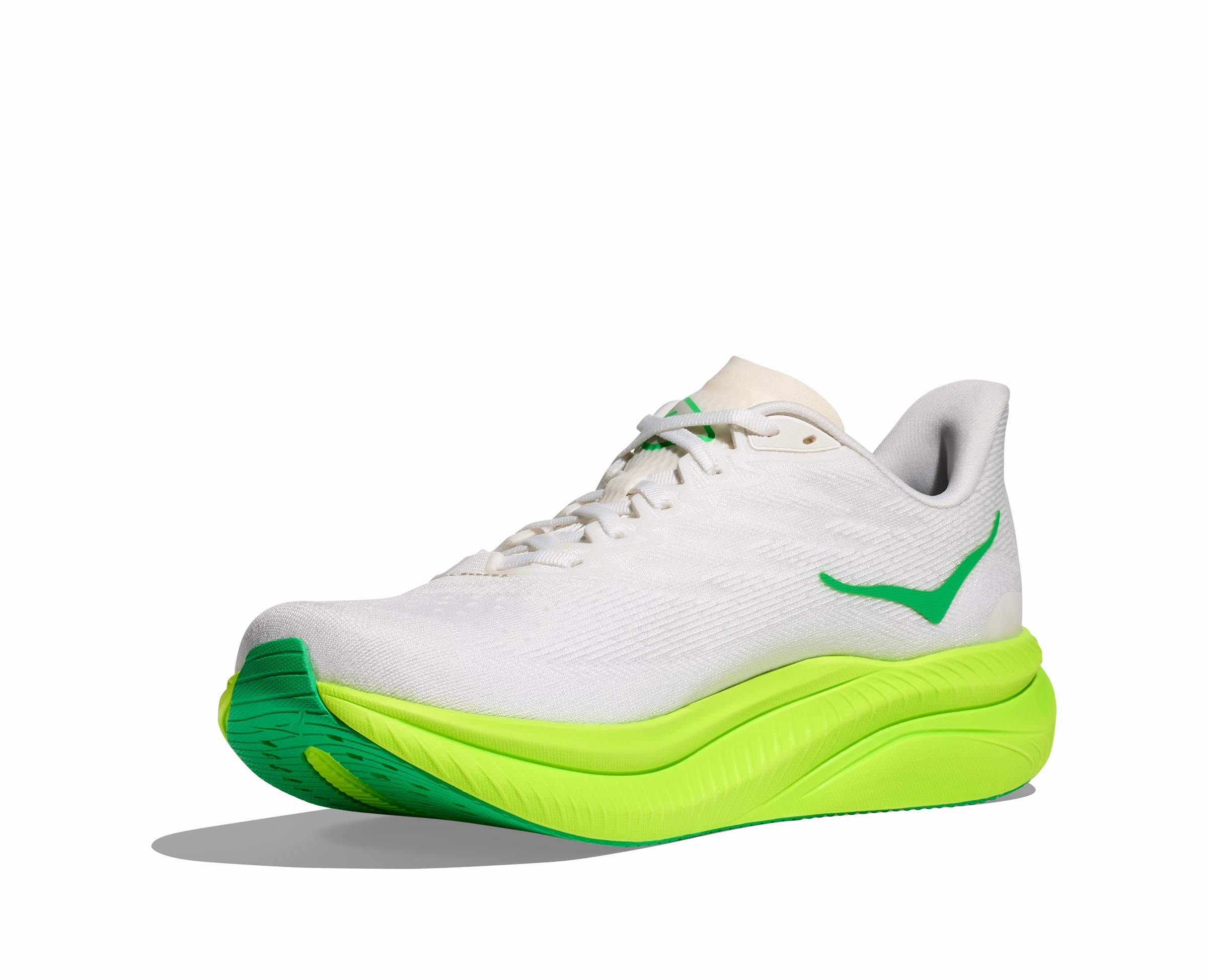 Running Shoes Training HOKA Men's Mach 6 - WHITE / NEON LIME