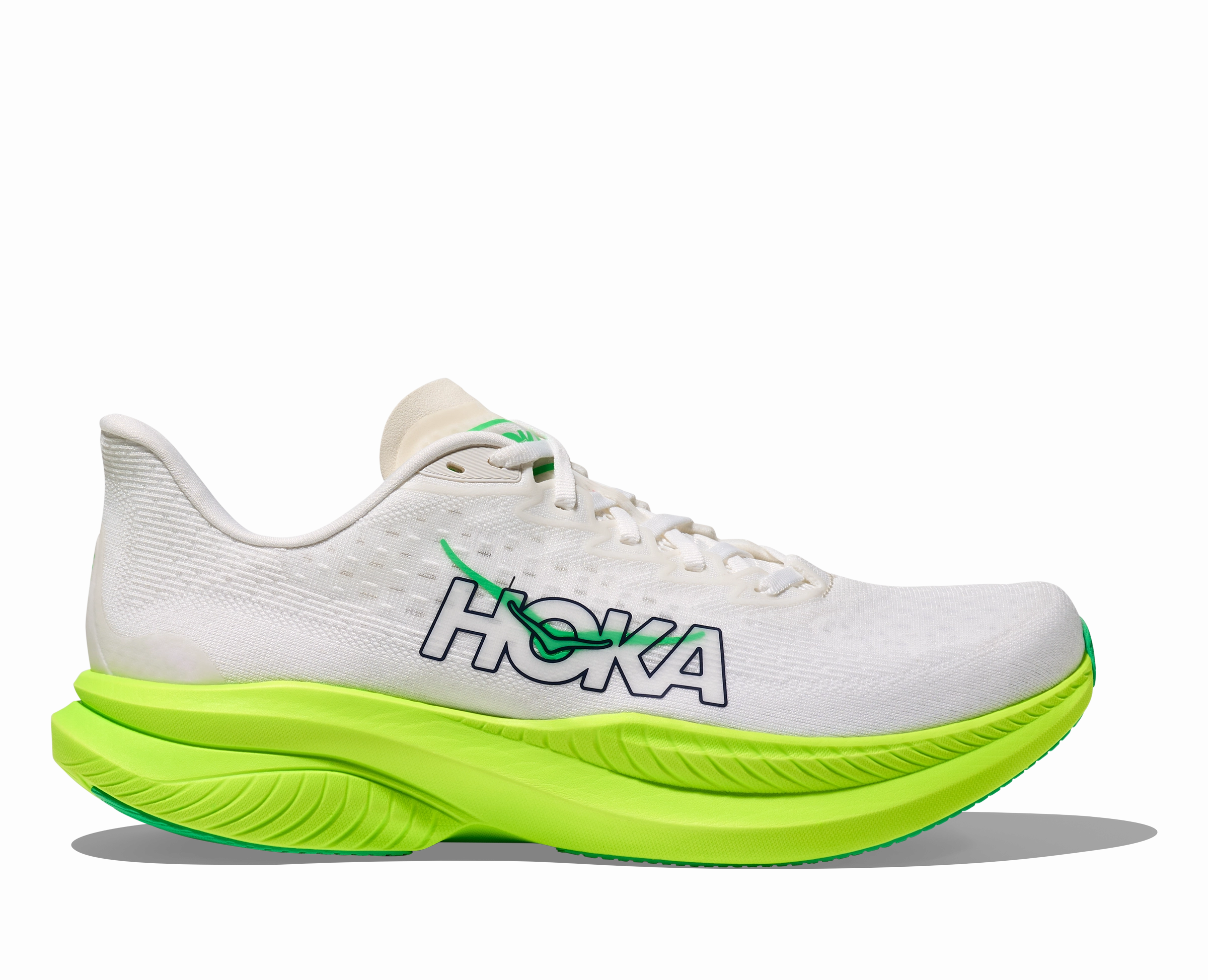 Trail Running Shoes Wide Toe Box HOKA Men's Mach 6 - WHITE / NEON LIME