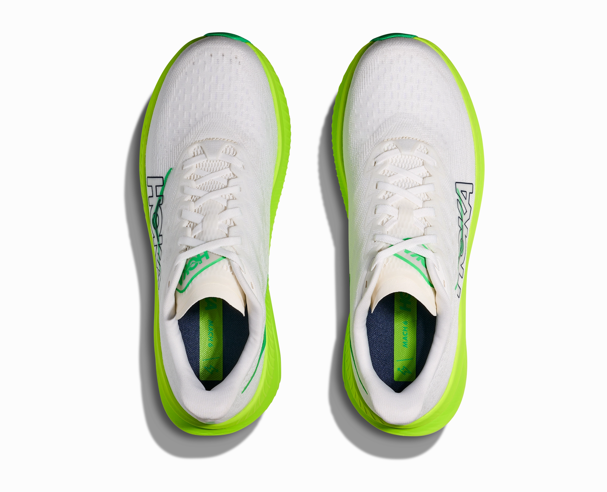 Good And Affordable Running Shoes HOKA Men's Mach 6 - WHITE / NEON LIME