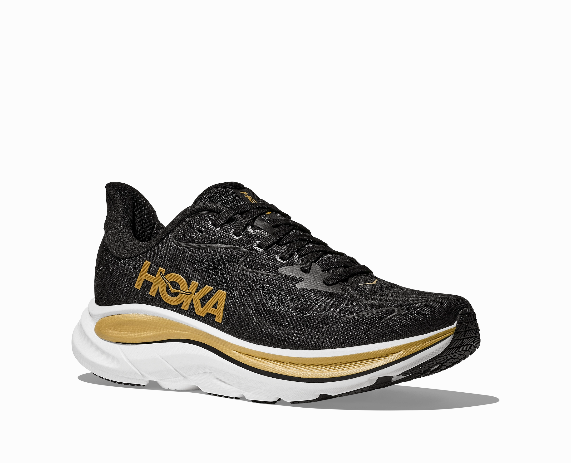 HOKA Women's Clifton 10 - BLACK / GOLD Shoes For Running