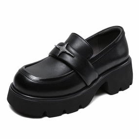 Women Retro Leather Platform Casual Loafers Light The Way Leather Loafers