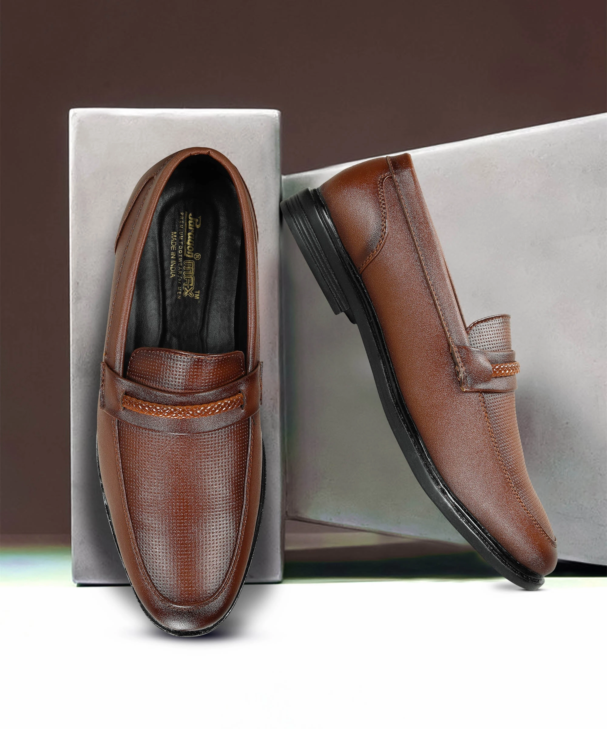 Paragon Men's Tan Formal Loafer Shoes | Cushioned Sole & Sturdy Construction Oxblood Loafers