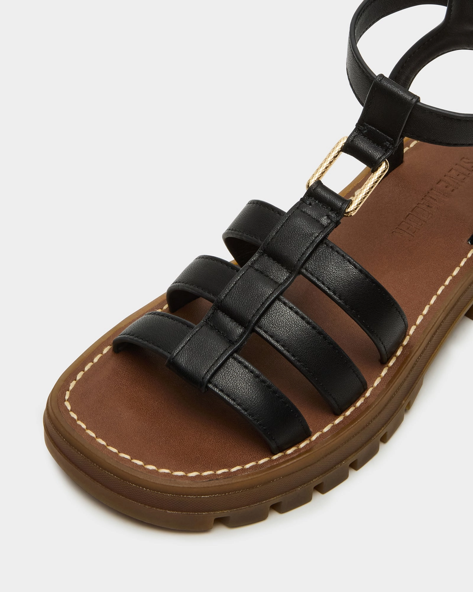 JARELLI BLACK LEATHER Schutz Sandals