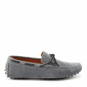 Laced Driving Loafers, slate grey suede Loafers Non Slip