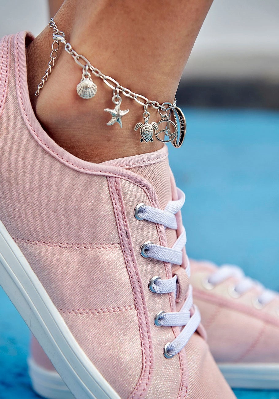 LASCANA Women's Comfortable Glitter Sneakers