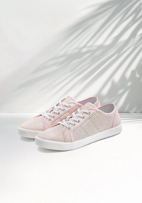 LASCANA Women's Comfortable Glitter Sneakers 