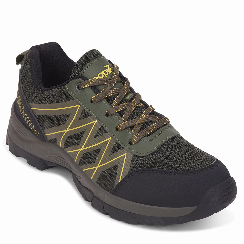 Leap7x Olive Green Sports Lace-Up Trekking Shoes For Men MOUNTAIN2E By Liberty Shoe Shoe Train Elf