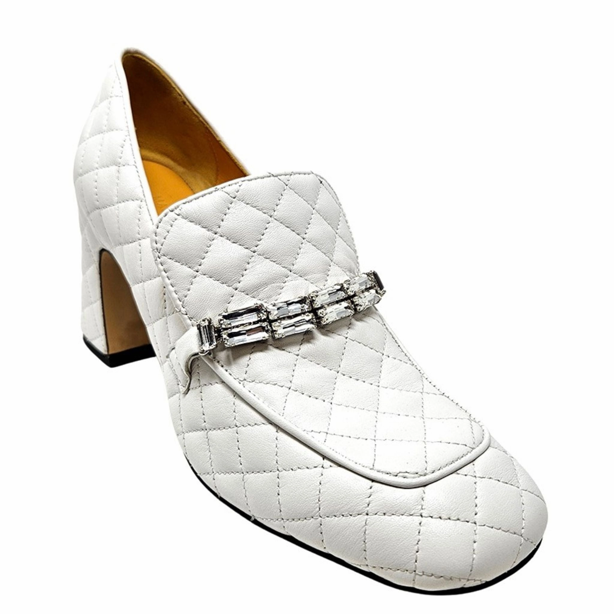 White Leather Quilted Loafer Loafers Station Menu