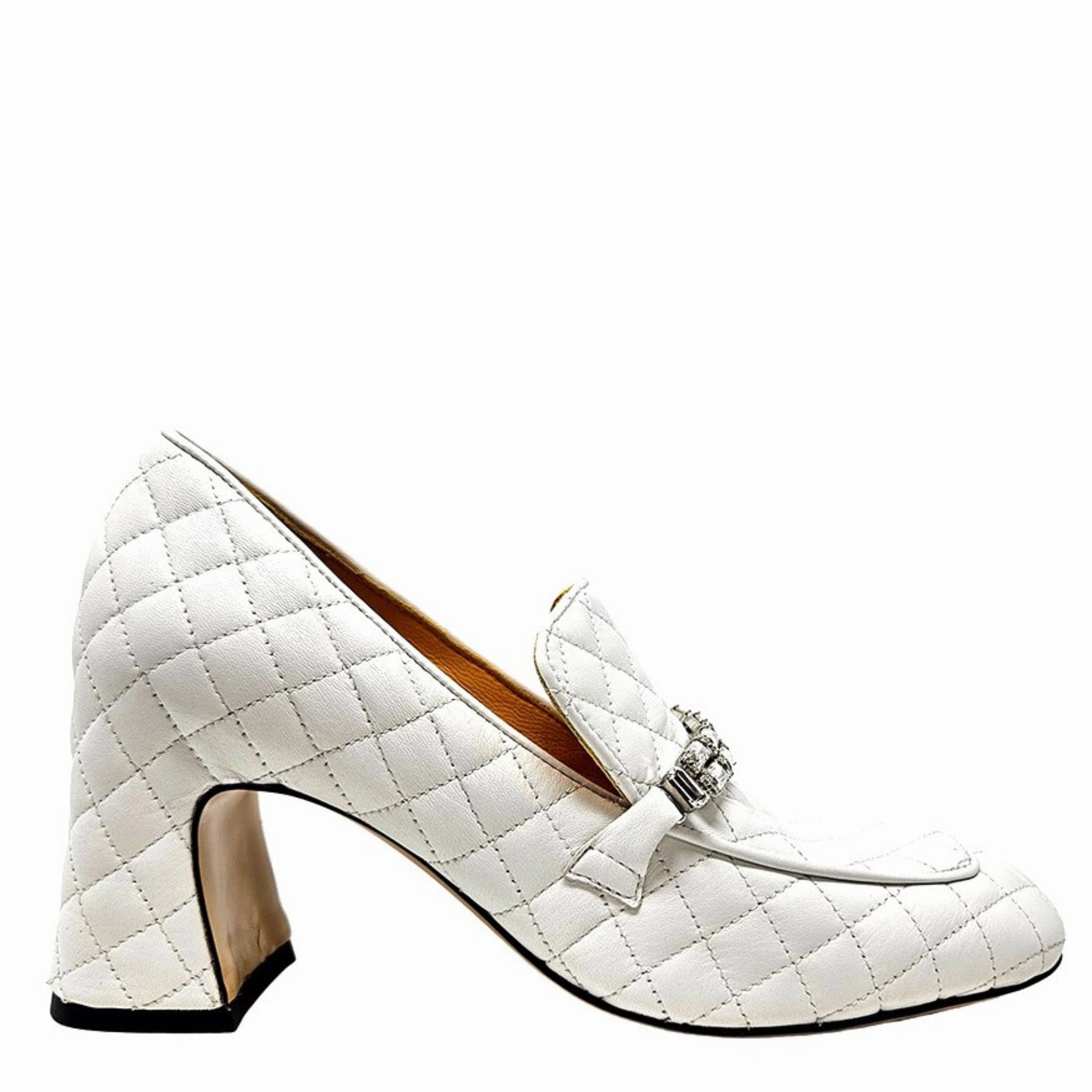 Salvatore Ferragamo Suede Loafers White Leather Quilted Loafer