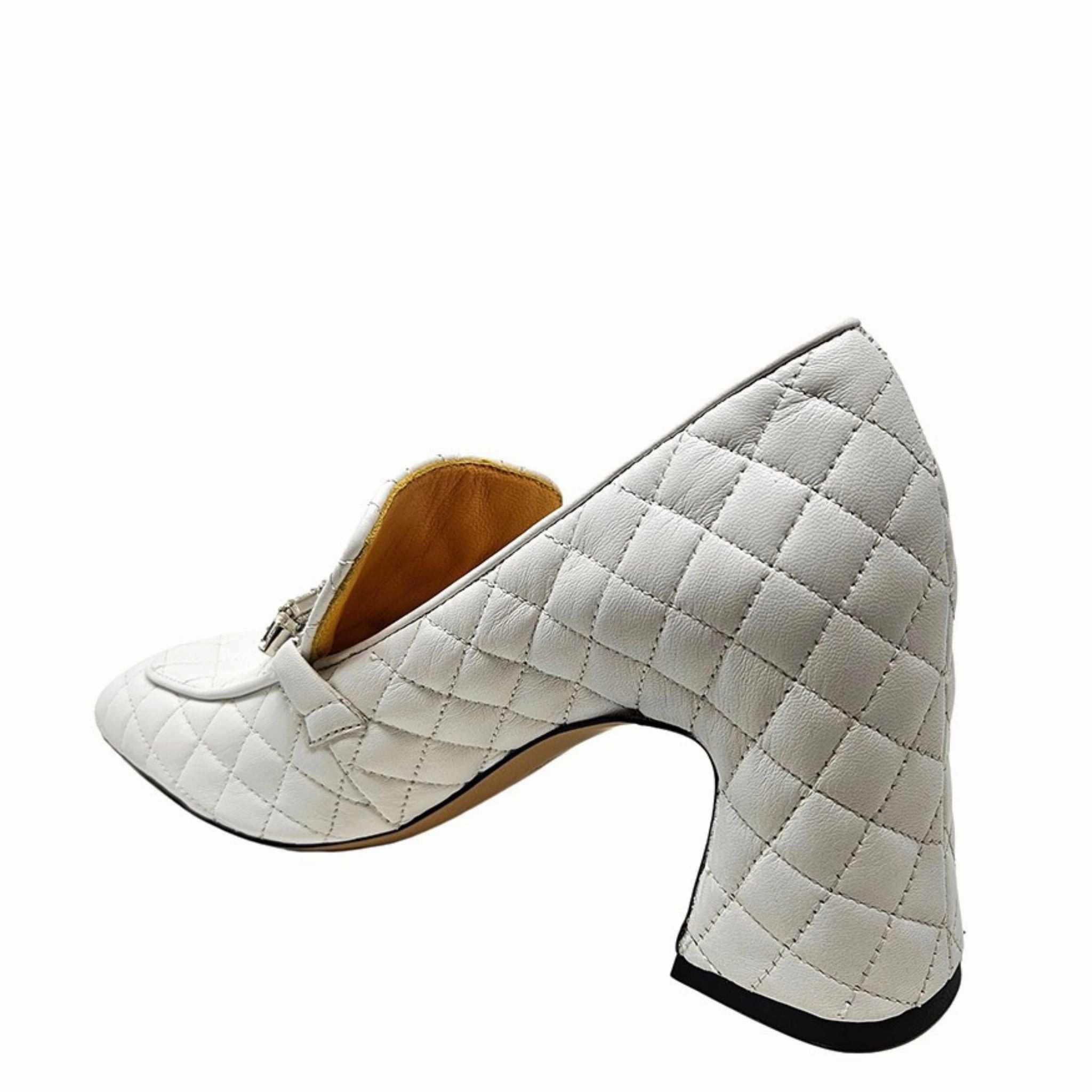 White Leather Quilted Loafer