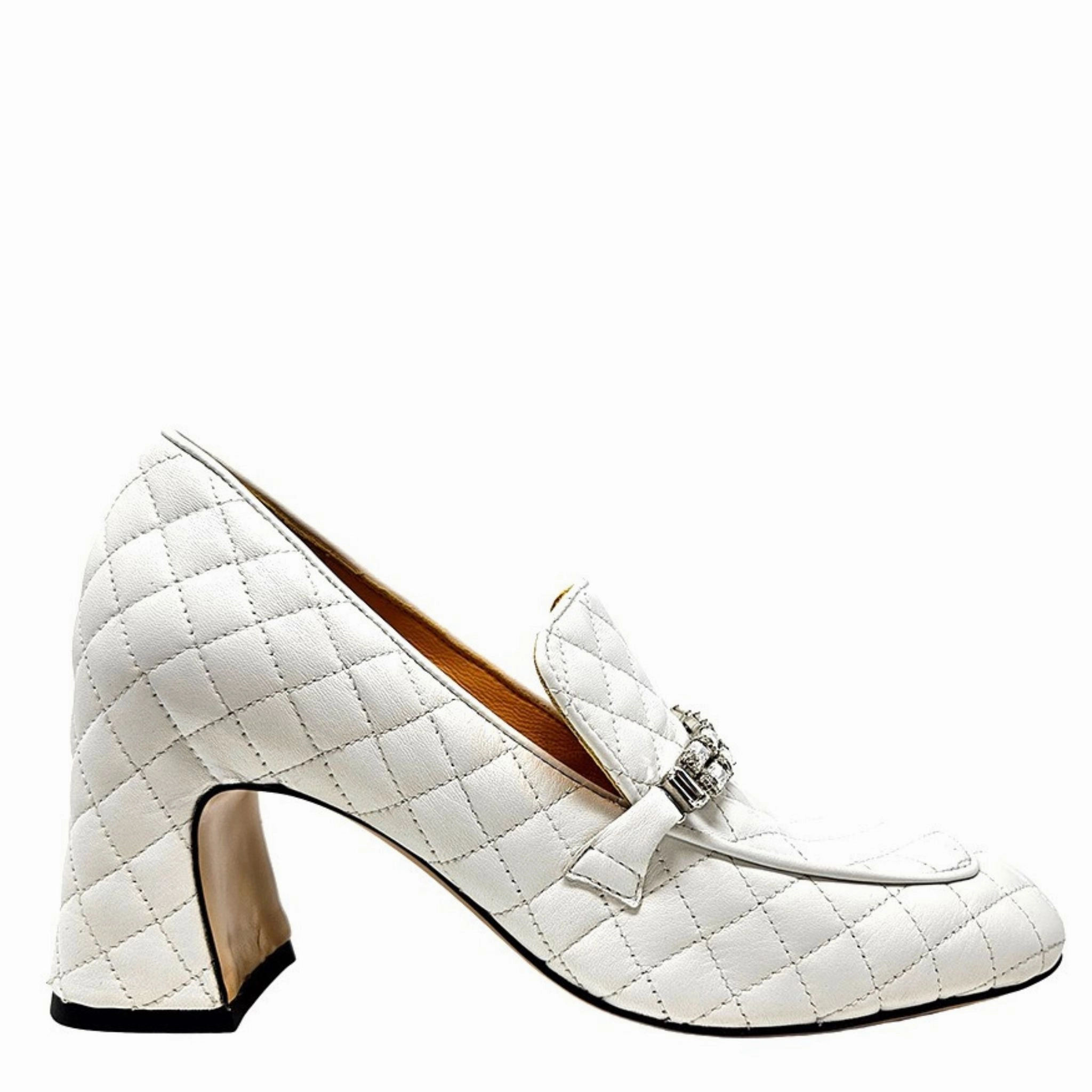 White Leather Quilted Loafer Ferragamo Shoes Loafers