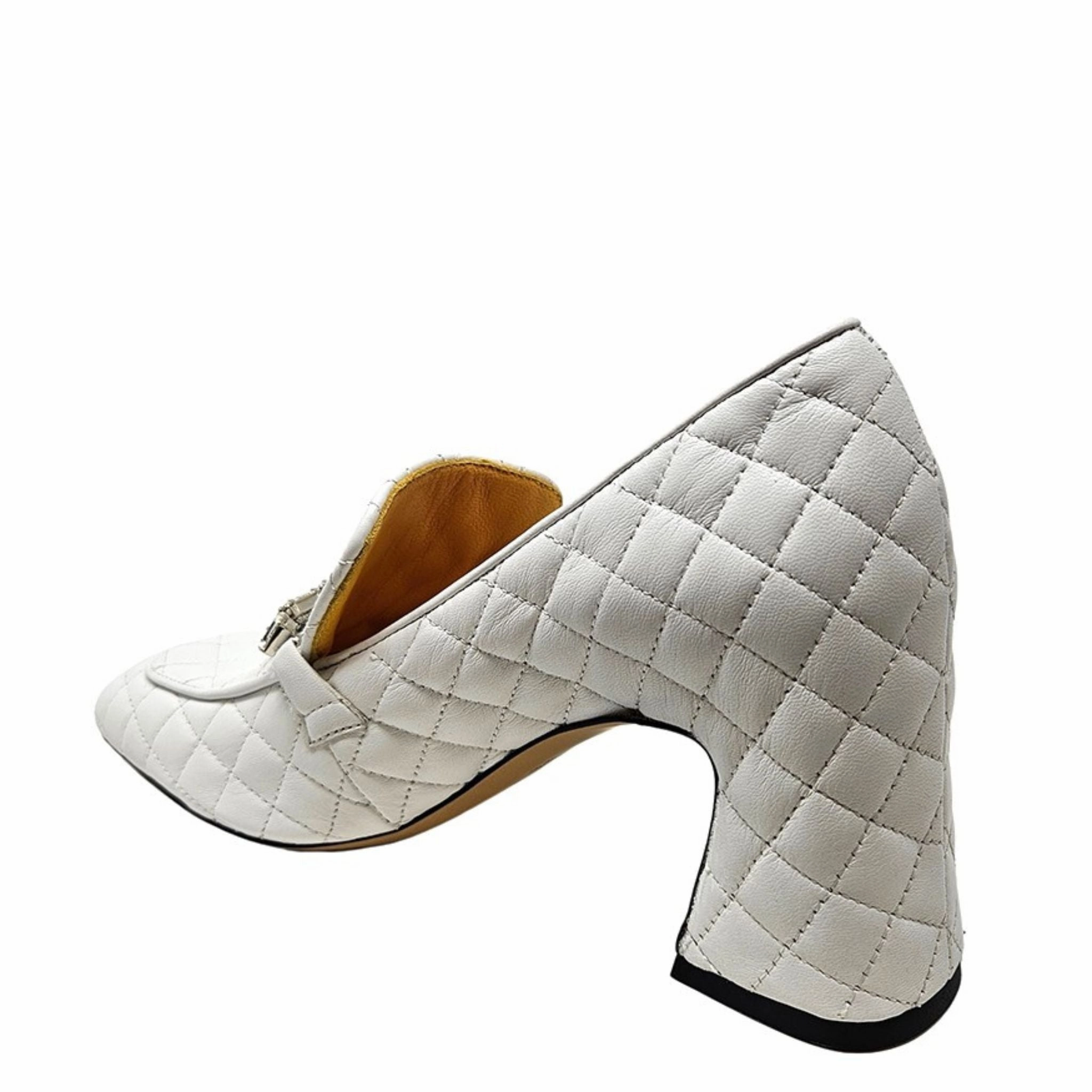 Loafers Socks Or No Socks White Leather Quilted Loafer