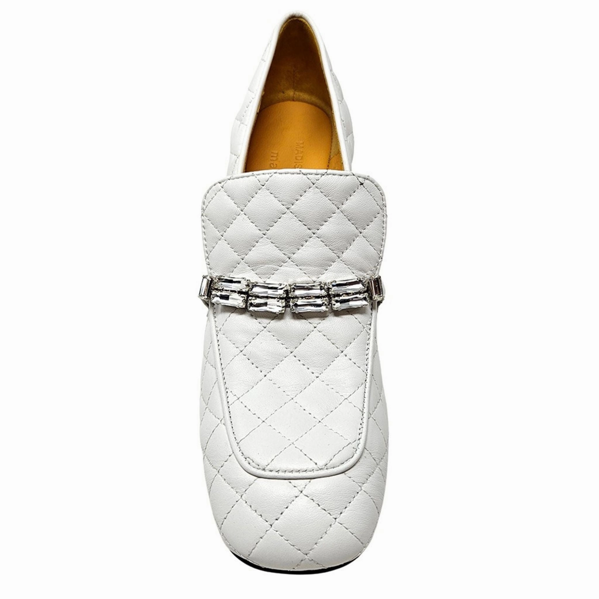 To White Leather Quilted Loafer