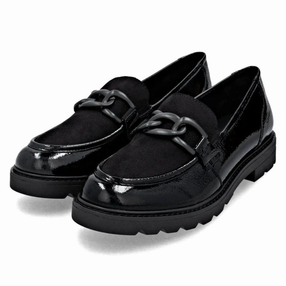 Luigi Mangione Loafers Remonte Anuschka 01 Black Leather Loafer (Women's)