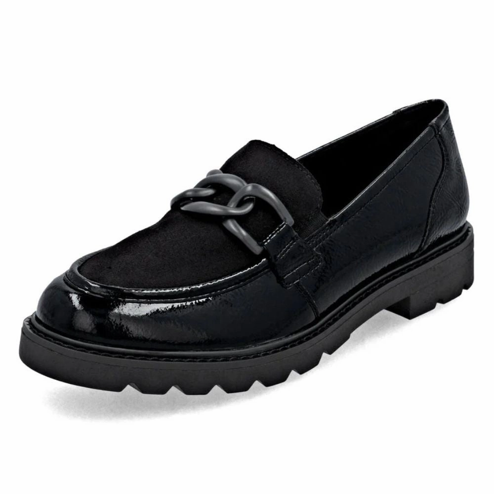 Remonte Anuschka 01 Black Leather Loafer (Women's) Loafers Fur