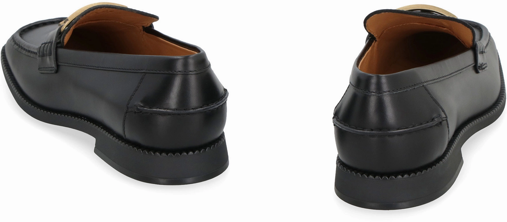 Gathered Leather Loafers LOGO DETAIL LEATHER LOAFERS