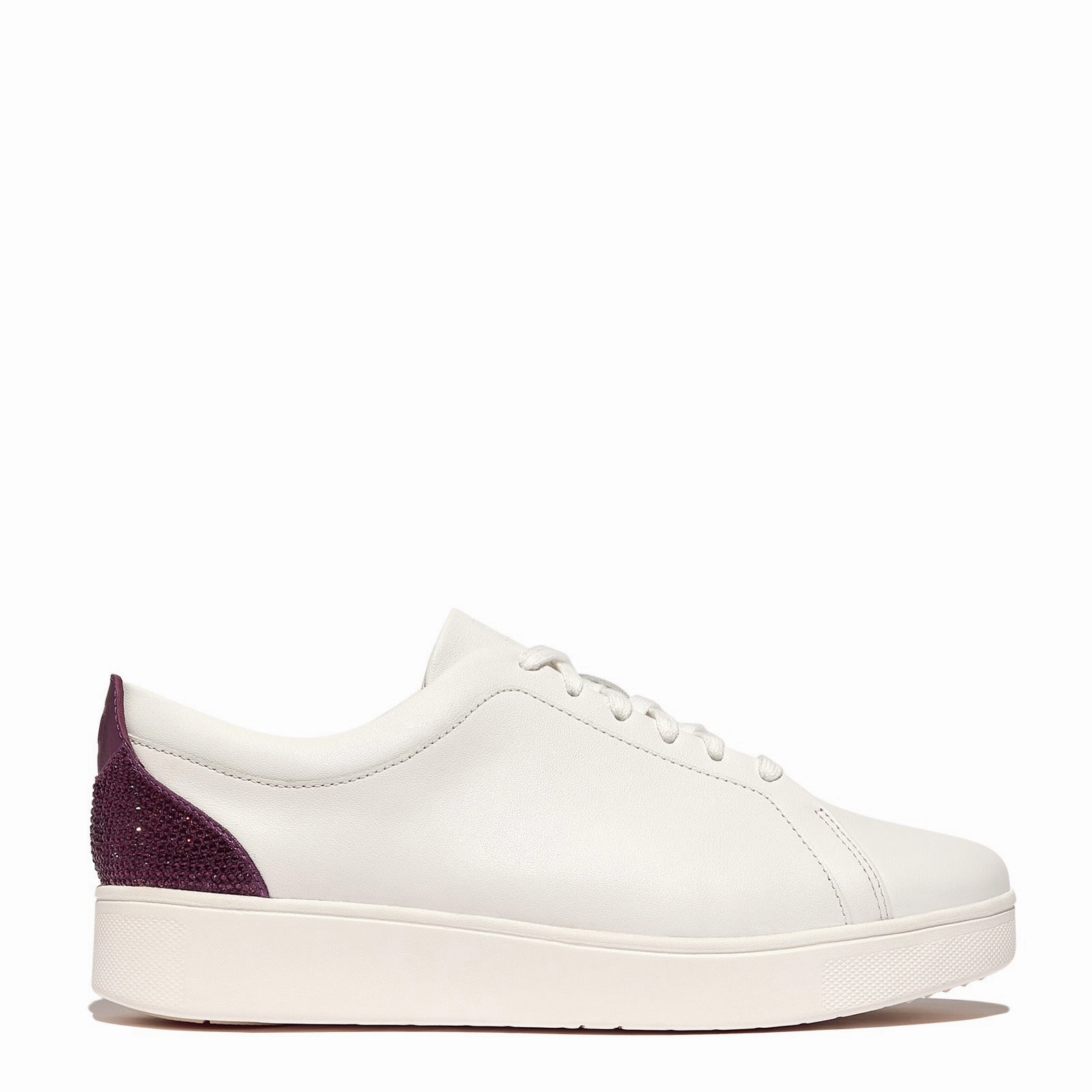 Women Waterproof Slip Resistant Shoes Women's FitFlop, Rally Crystal Backtab Leather Sneaker