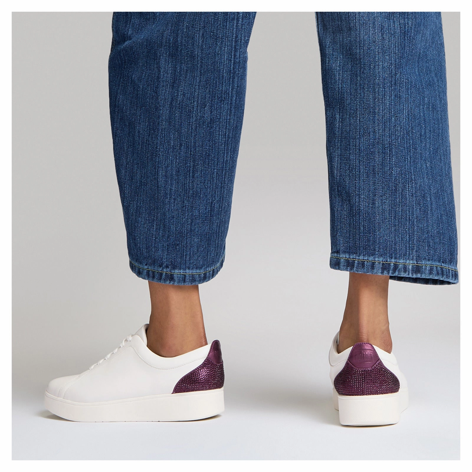 Women's FitFlop, Rally Crystal Backtab Leather Sneaker Waterproof Walking Shoes With Arch Support