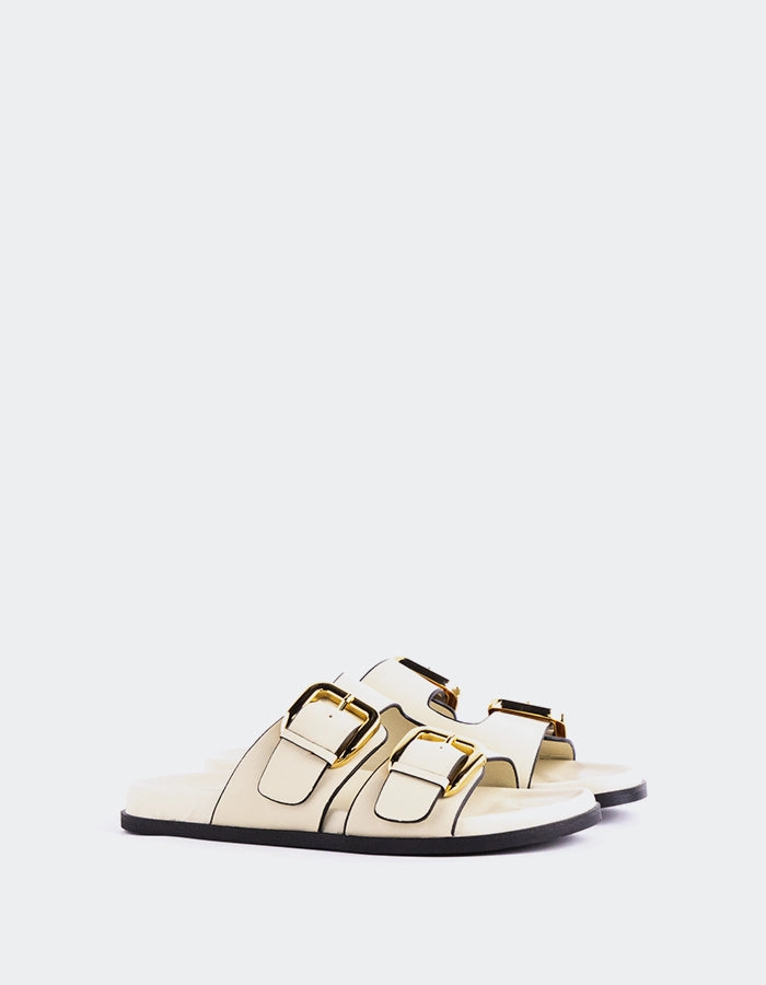 Waterproof Slide Sandals Sindy Off White Leather