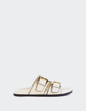 Sindy Off White Leather Slide Comfort Sandals