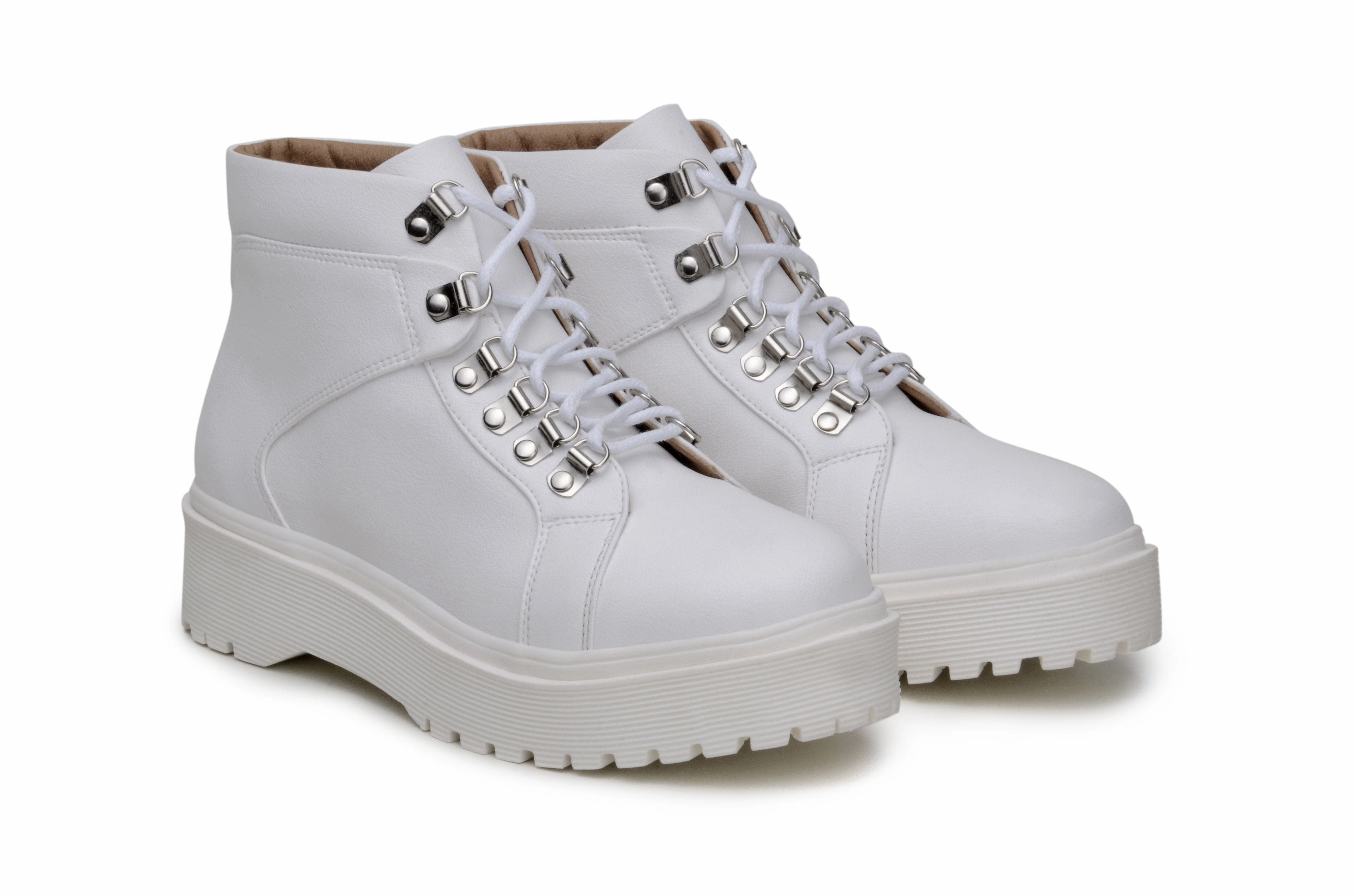 'Gen' vegan leather lace-up boot by Zette Shoes - white Best Lightweight Waterproof Work Shoes