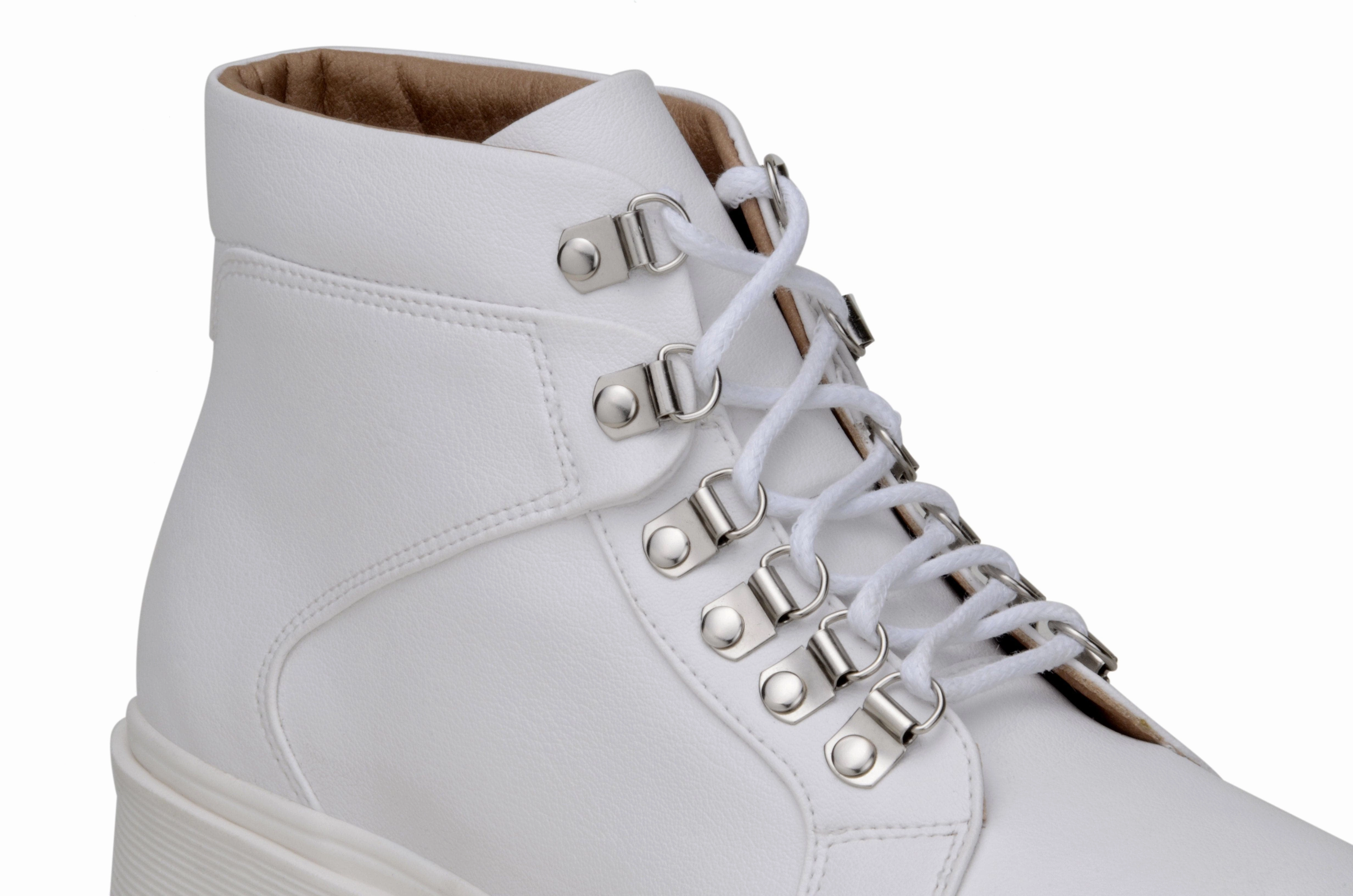 Best Lightweight Walking Shoes 'Gen' vegan leather lace-up boot by Zette Shoes - white