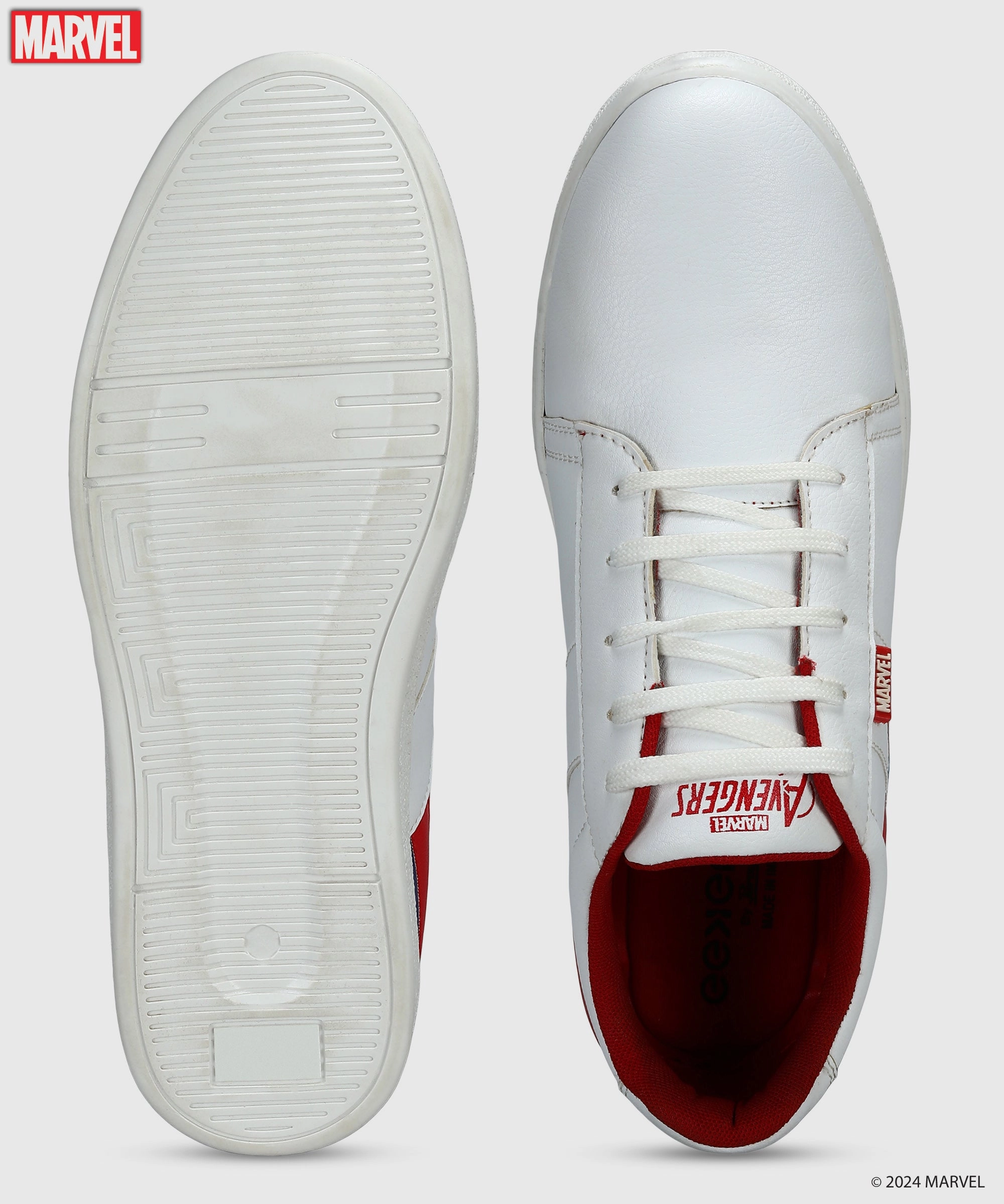 Marvel Men's White Casual Sneakers | Cushioned & Lace up Outdoor Style 5 Toe Sneakers