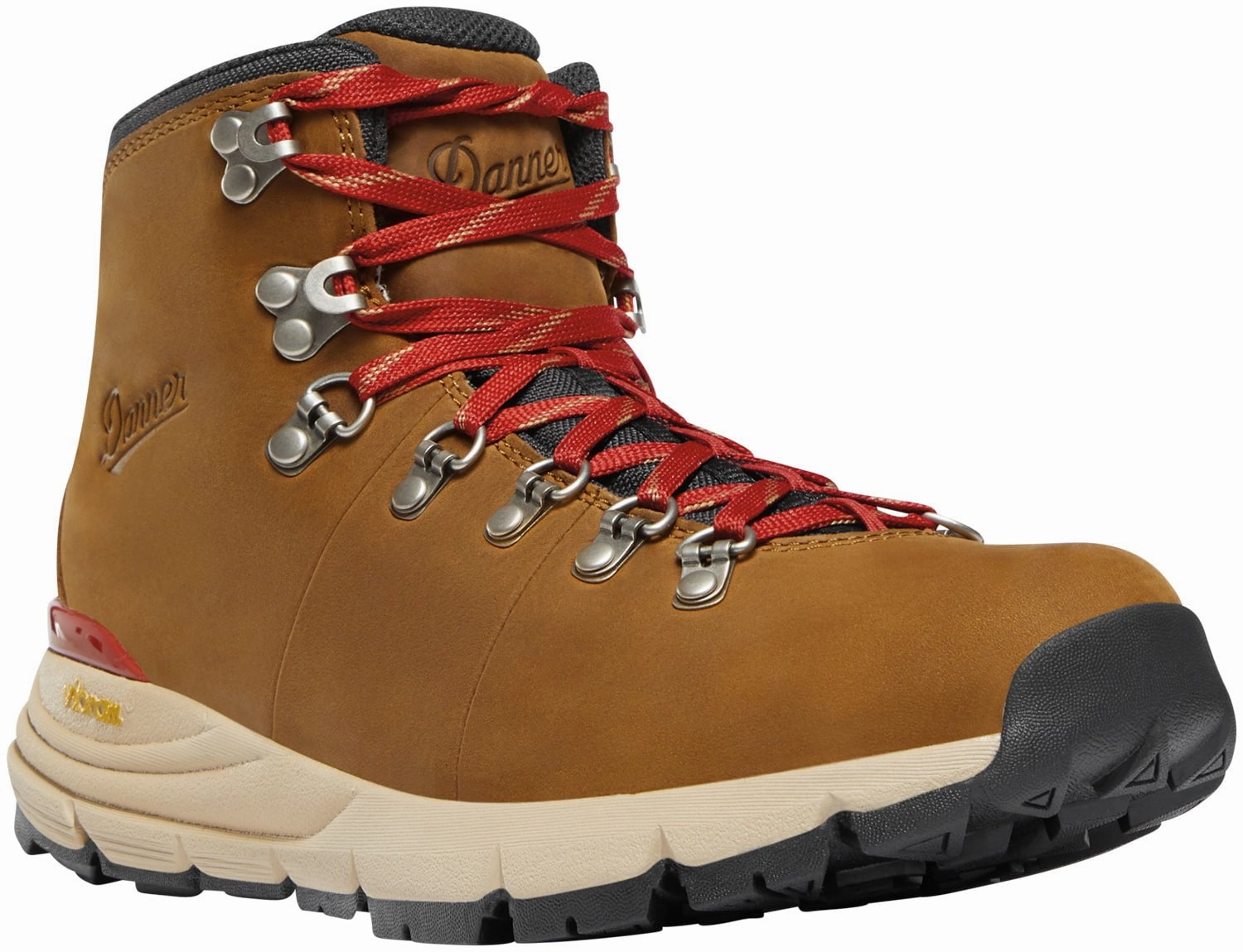Ortho Balance Hiking Shoes Danner Womens Mountain 600 Leaf GTX Grizzly Brown/Rhodo Red Leather Hiking Boots