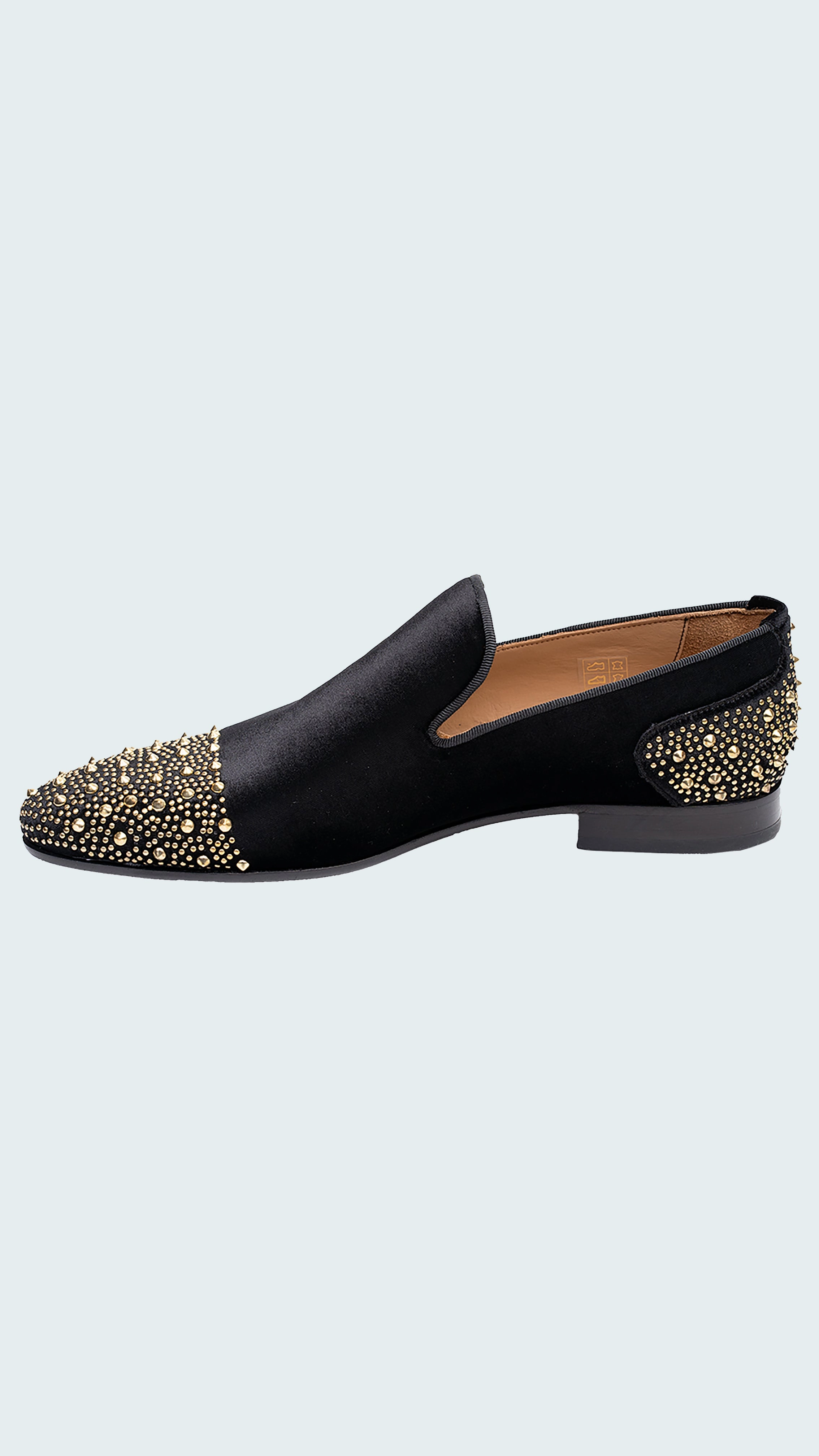 Men's Black Velvet Loafers with Gold Stud Embellishments by Vercini Loafers Amazon