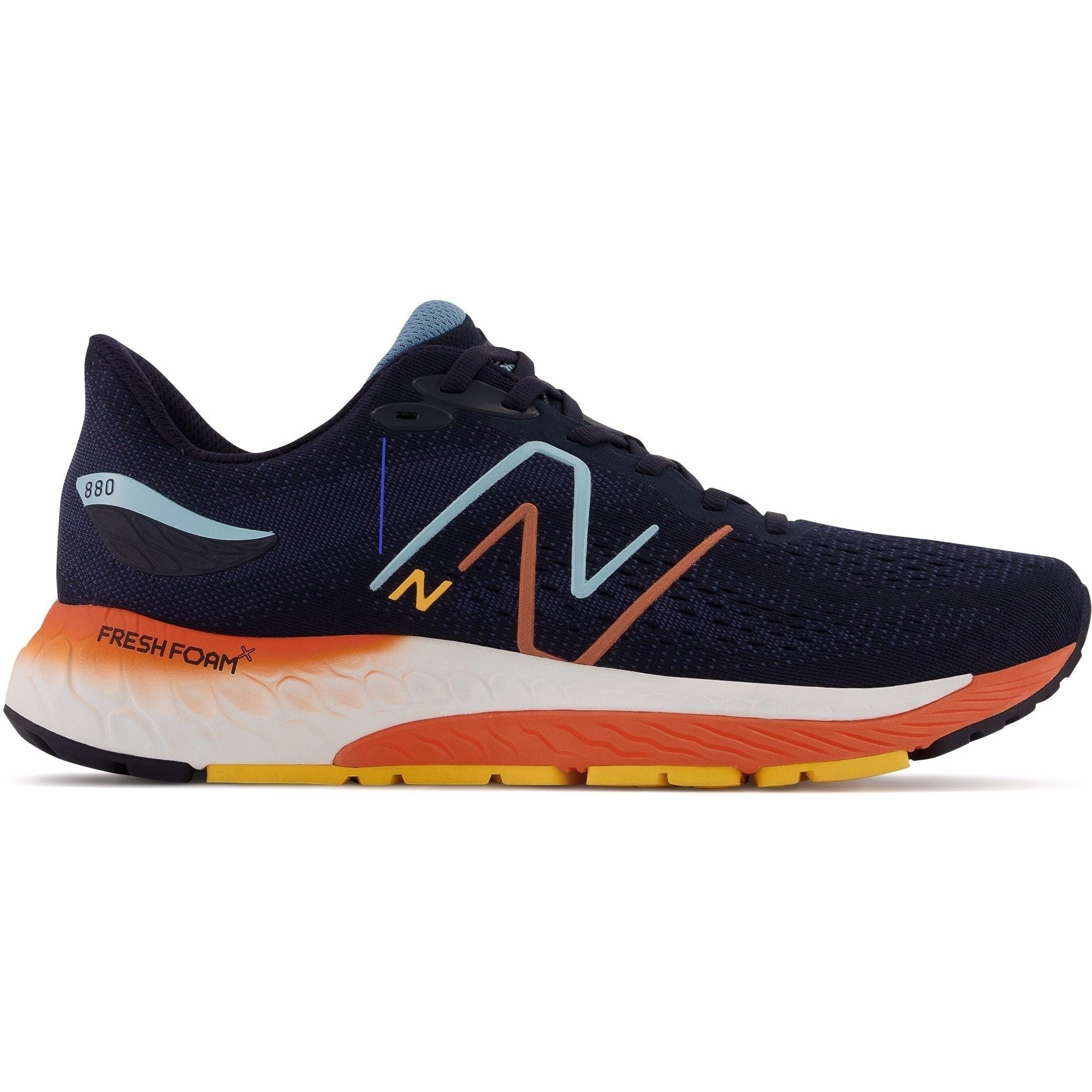 Men's New Balance Fresh Foam X 880v12, Eclipse/Vibrant Apricot, 12 2E Wide New Balance Slides Men