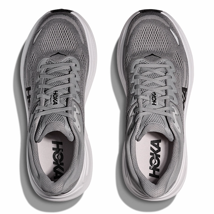 Mens Hoka Bondi 9 Extra Wide in Galactic Grey/Stellar Grey Celebrities Wearing Shoes