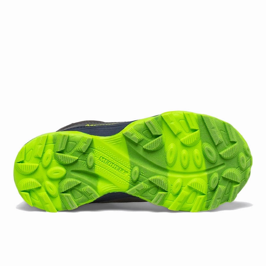 Merrell Kids' Moab Speed Mid Waterproof - Navy/Grey/Lime Waterproof Cycling Shoes For Flat Pedals