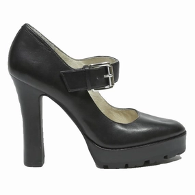 MICHAEL KORS Womens Black Leather Mary Jane Platform Heels UK 6 Stylish Formal 