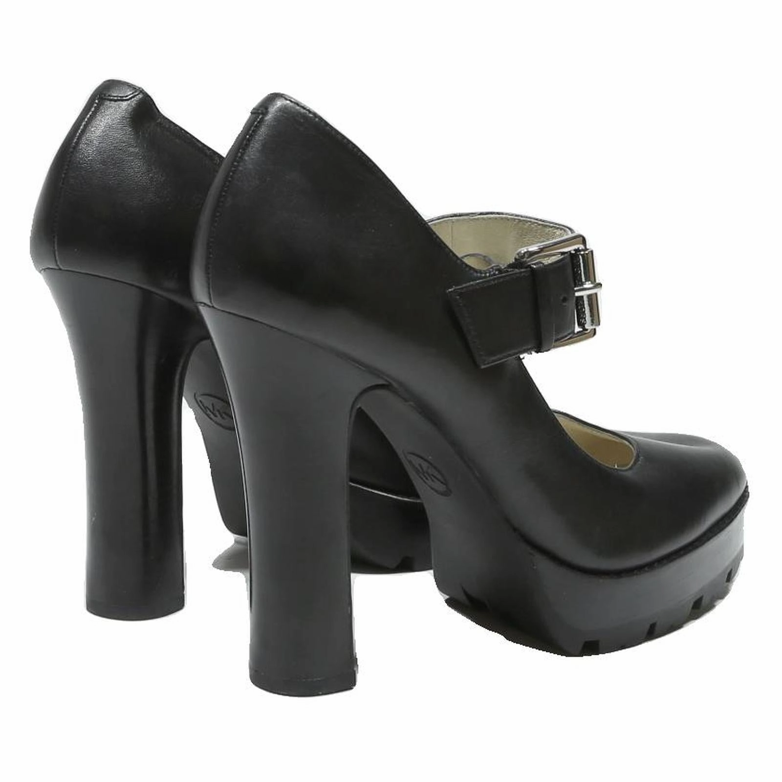 MICHAEL KORS Womens Black Leather Mary Jane Platform Heels UK 6 Stylish Formal