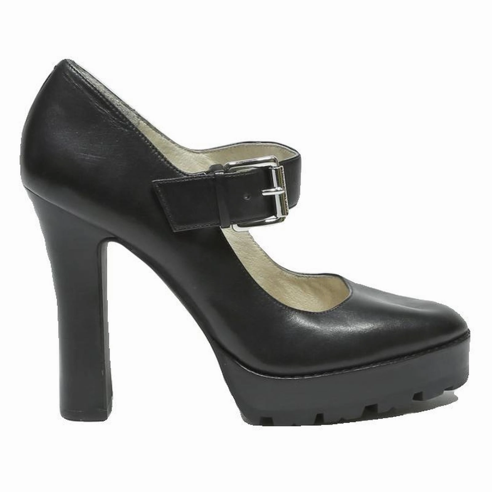 MICHAEL KORS Womens Black Leather Mary Jane Platform Heels UK 6 Stylish Formal 