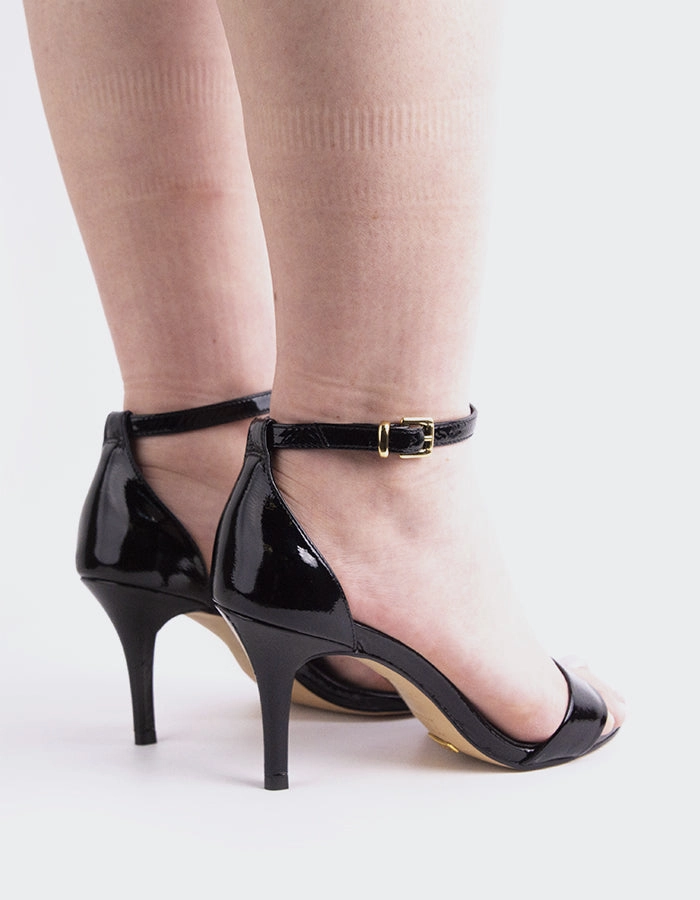 Nattie Black Naplack Closed Toe Leather Dress Sandals