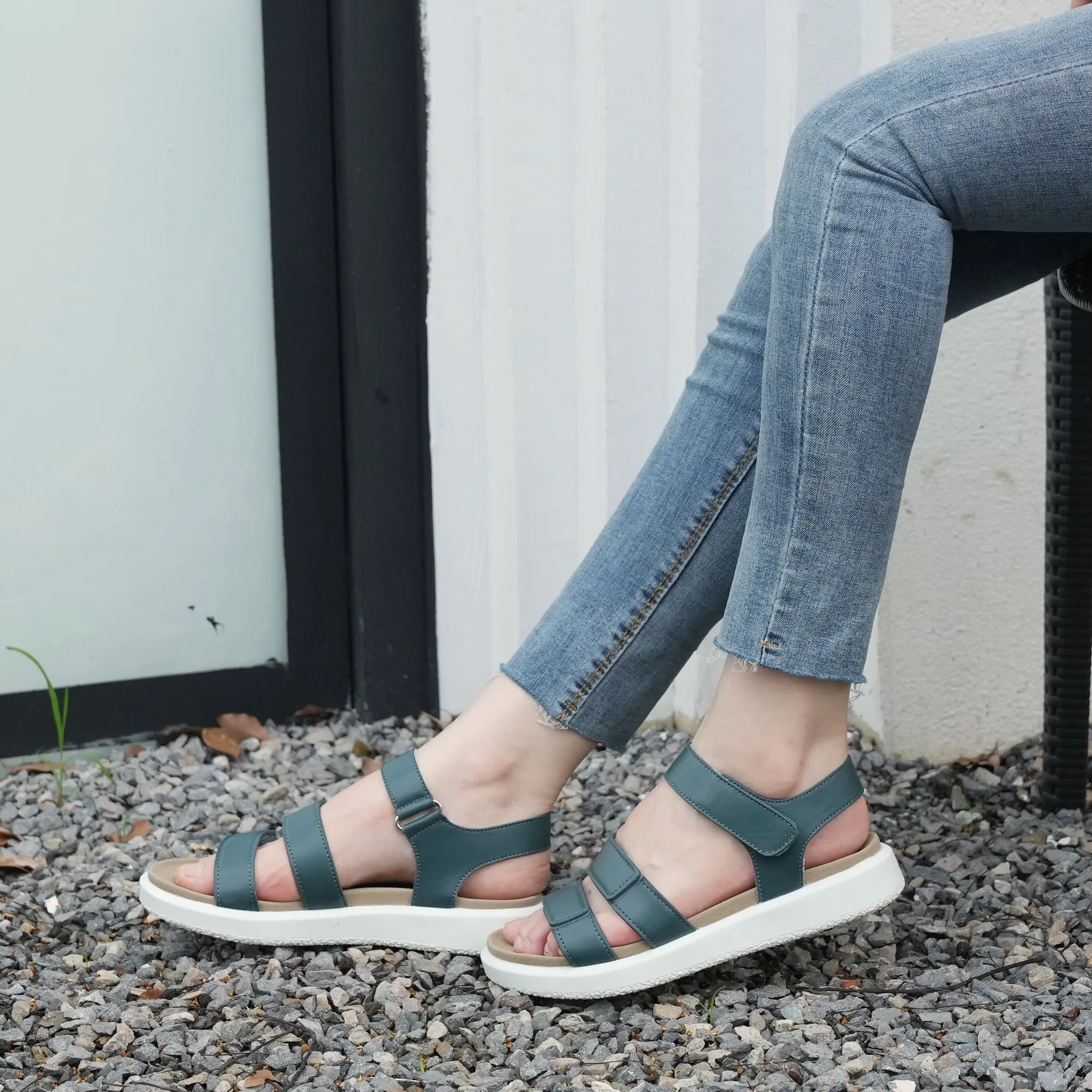 Sequin Flat Sandals Navy Arch Support Sandals-Kitty