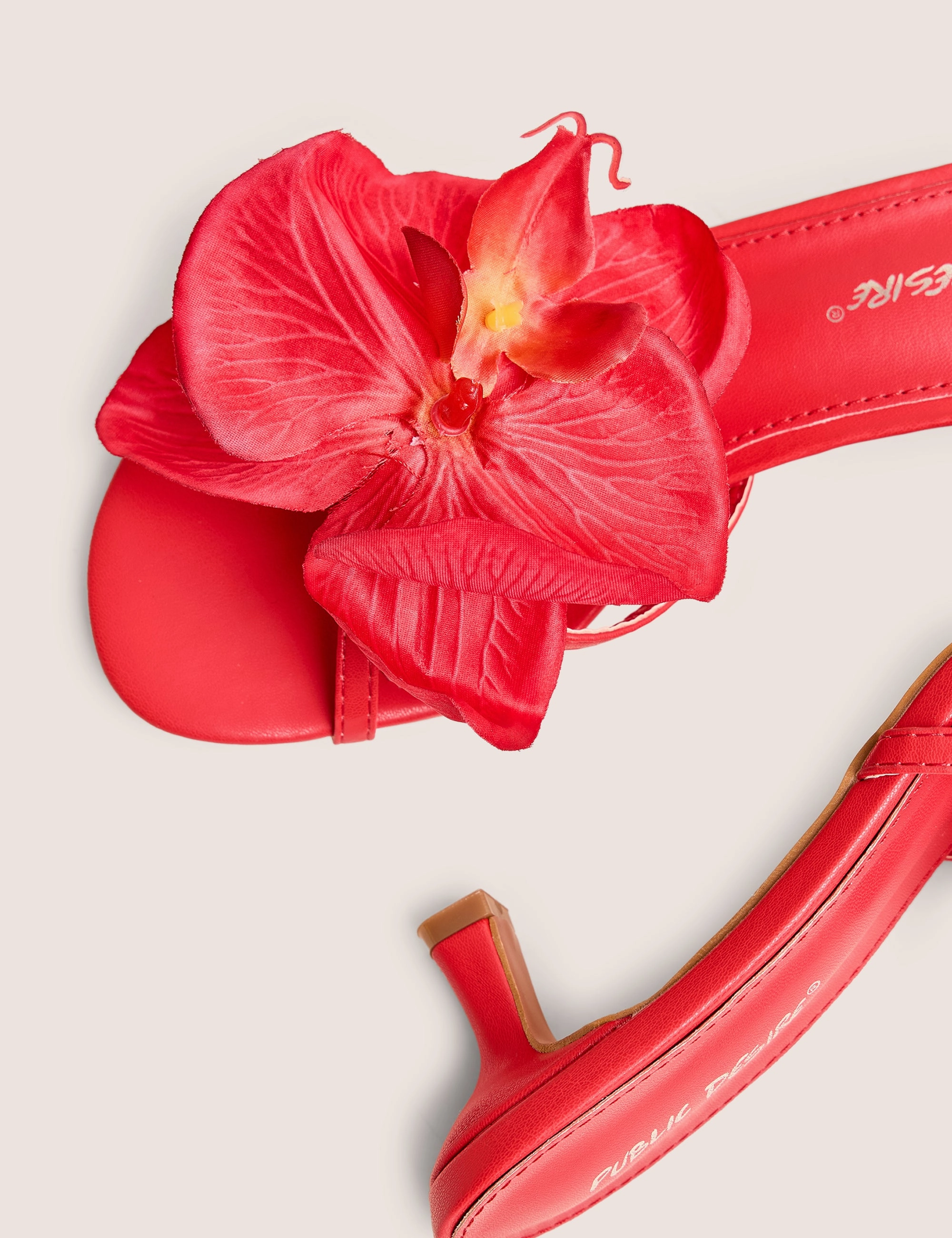 Nikah Red Pu 3D Floral Mule Mid Heels