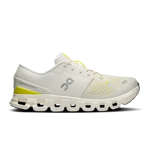 On Running Men's Cloud X 4 Shoes - Ivory / Lime Thin Soled Training Shoes
