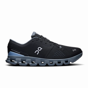 On Running Men's Cloud X 4 Shoes - Black / Chambray Running Shoes Drawing