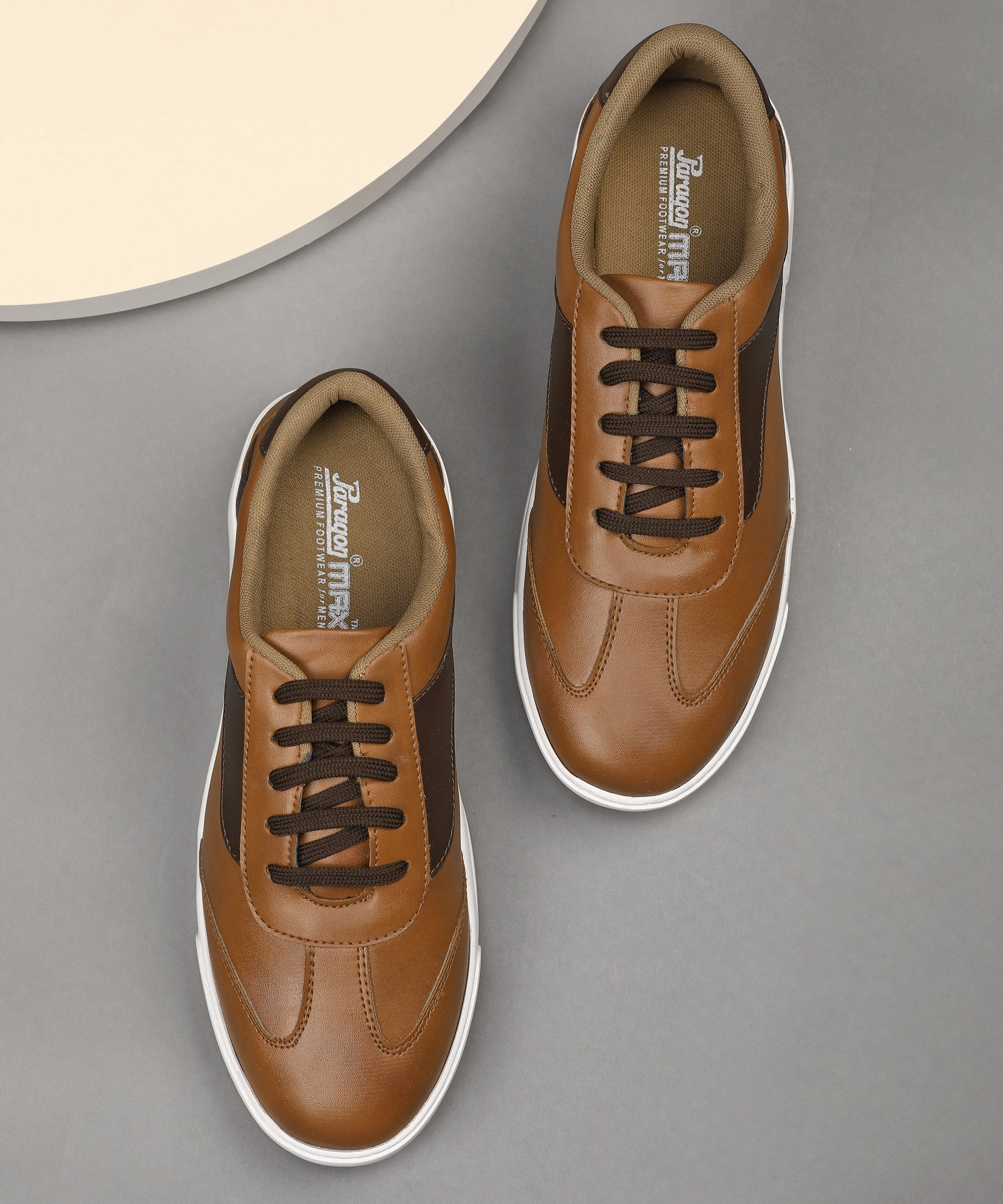 Paragon K1012G Men Casual Shoes | Stylish Walking Outdoor Shoes for Everyday Wear | Smart & Trendy Design  | Comfortable Cushioned Soles Tan Waterproof Steel Toe Sneakers