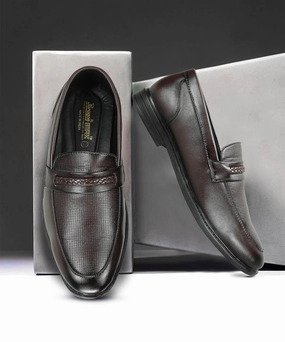Paragon Men's Brown Formal Loafer Shoes | Cushioned Sole & Sturdy Construction Patent Leather Platform Loafers