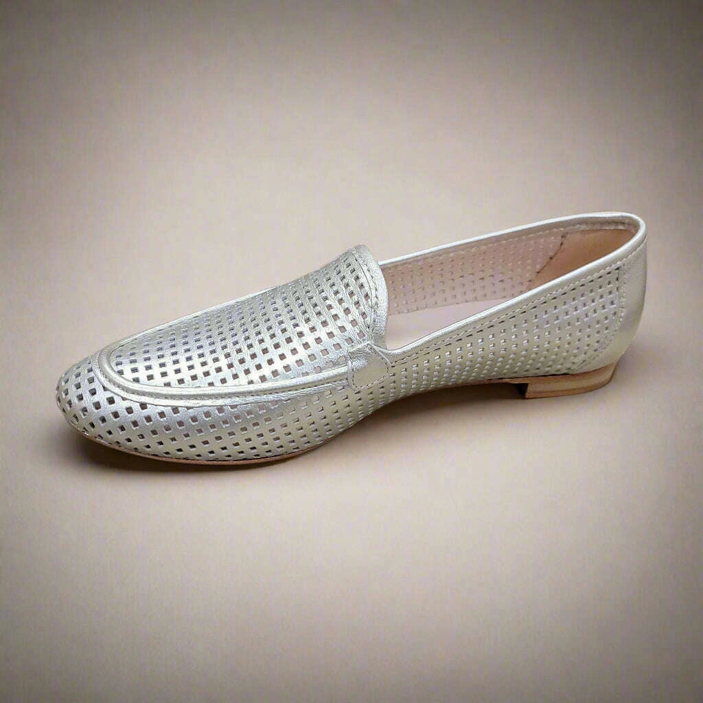 LA LISA -  Platino Perforated Loafer Bread Loafers