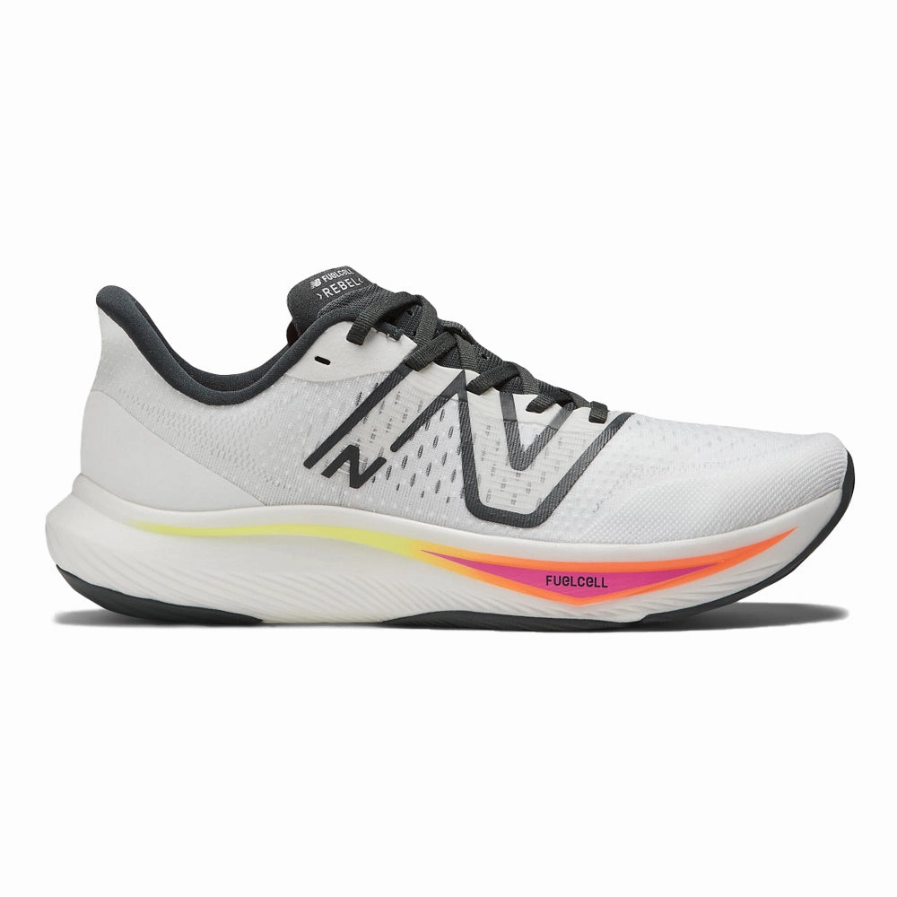 Men's New Balance FuelCell Rebel v3, White/Blacktop, 13 D Medium New Balance Pink And Grey Shoes