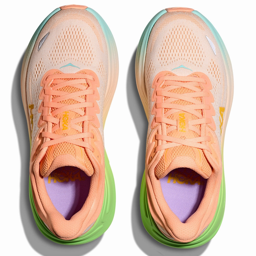 Size 3 Womens Hoka Bondi 9 in Frost/Pale Tangerine