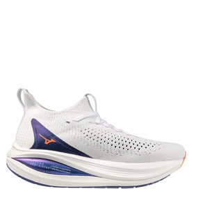 Mizuno Women's Neo Vista 2 Running Shoes in White/Striking Coral/Iris Bloom AW25 Jordan Training Shoe