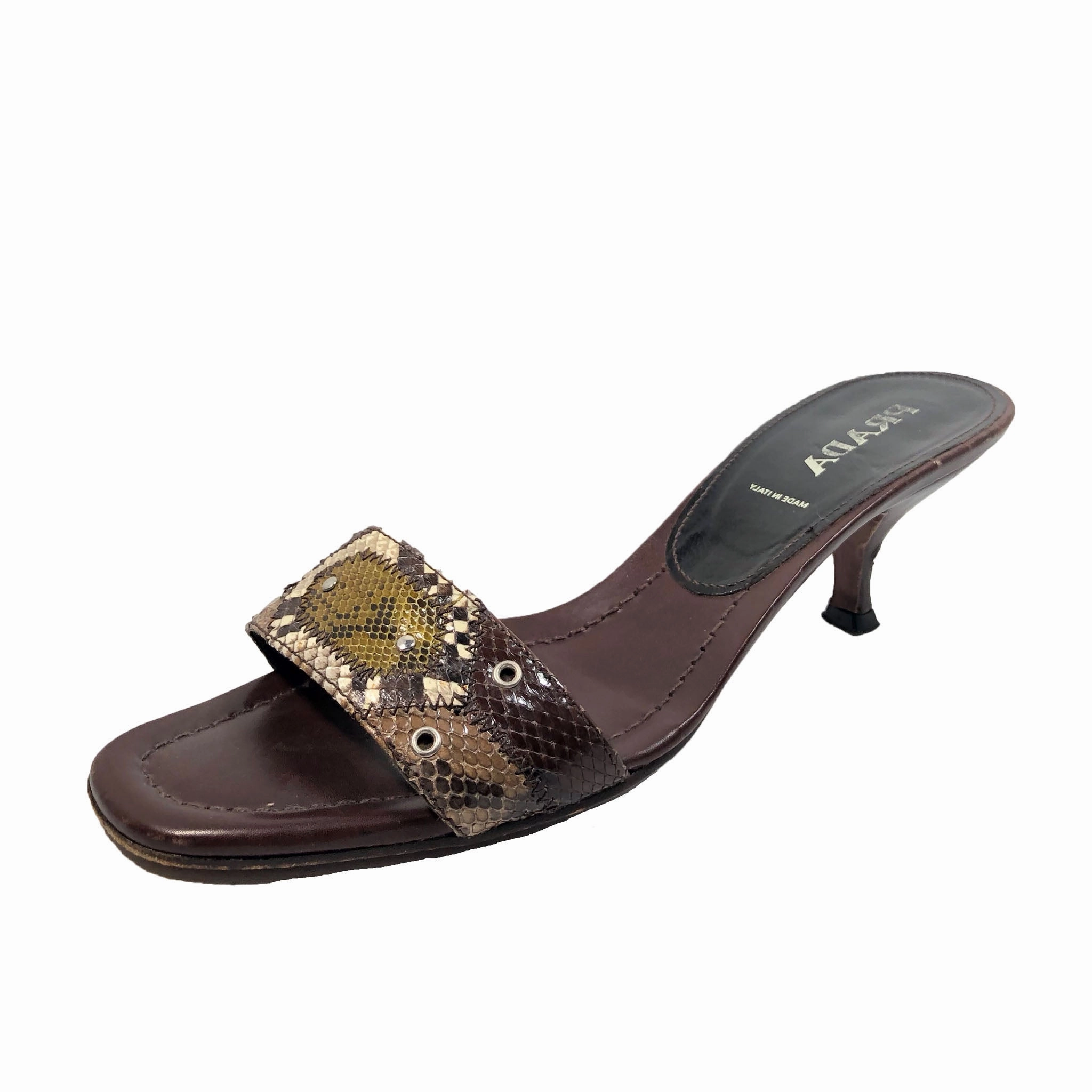 PRADA Brown Multi Color Snake w/ Grommet Size 38.5 